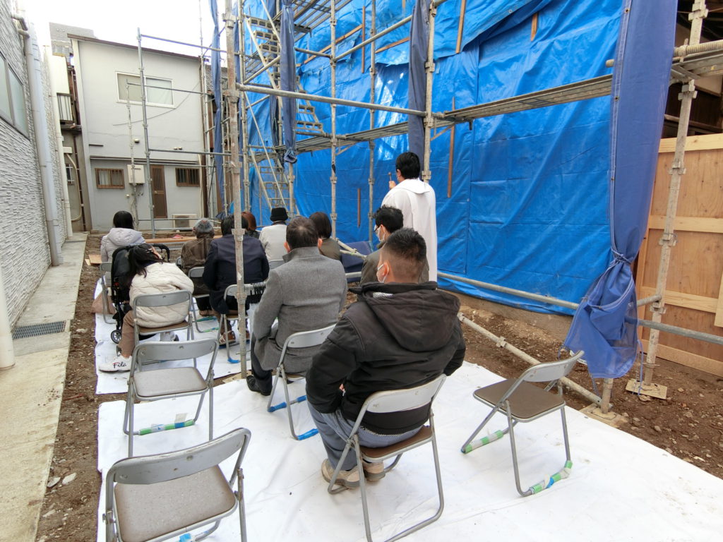阿倍野区にて間口3.1ｍのお住まい　地鎮祭